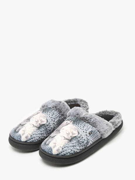 Chaussons Isotoner Gris women 97419 vue secondaire 2