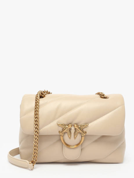Sac Bandoulière Love Bag Puff Cuir Pinko Beige love bag puff A0F2
