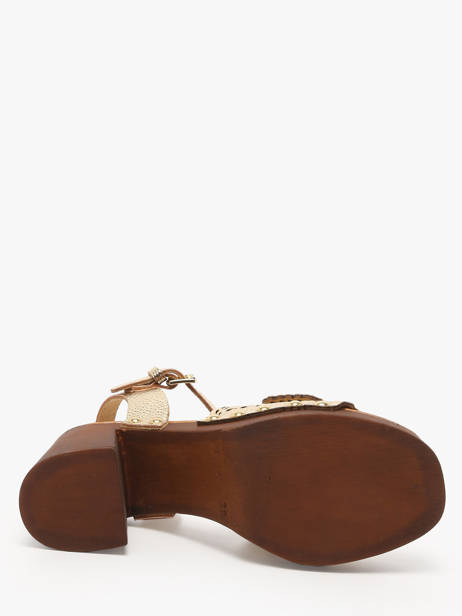 Sandales à Talon Sagonne En Cuir Coco abricot Or women V3123D vue secondaire 4