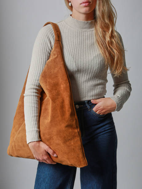 Sac Porté épaule A4 Velvet Cuir Milano Marron velvet VE25069 vue secondaire 1