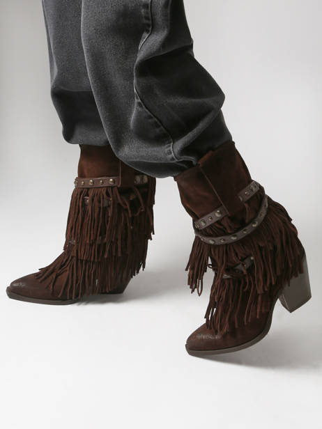 Santiags En Cuir Metisse Marron women XD2128 vue secondaire 1