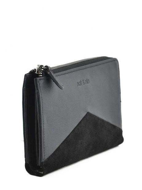 Portefeuille Cuir Nat et nin Noir vintage LINN vue secondaire 1