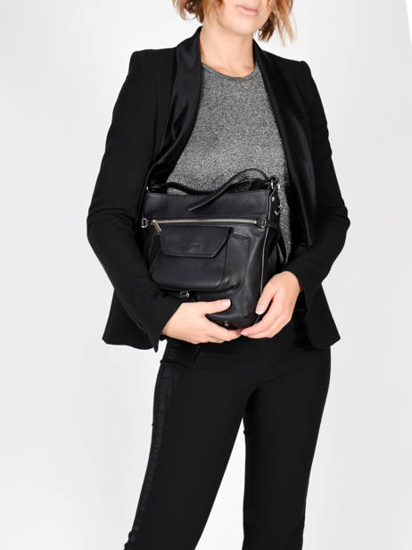 Sac Bandoulière Nova Cuir Lancaster Noir soft vintage nova 5761 vue secondaire 3